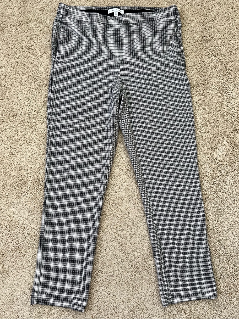 Maison D'Amelie Women's 8 Plaid Pull On Dress Pants Black White Anthropologie